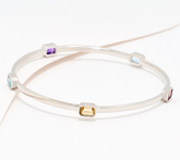 David Markstein Bronze Silver Plated Emerald Cut Multi Color Gemstone Bangle Large